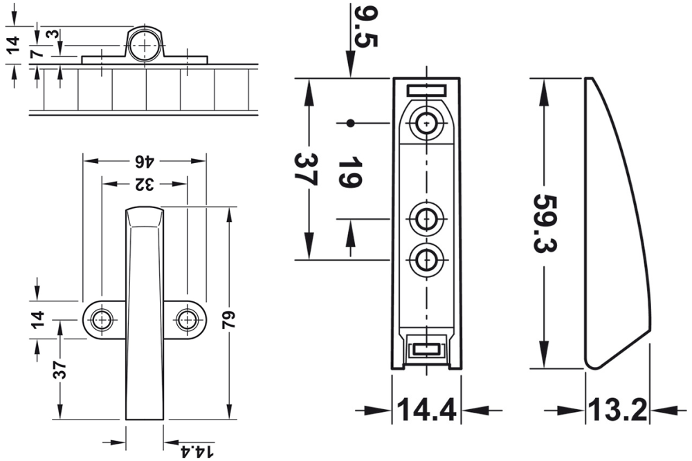 Adapter plate, for push catches