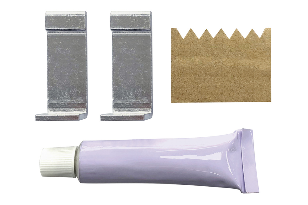Adhesive set, for fixing the wall profile without screws