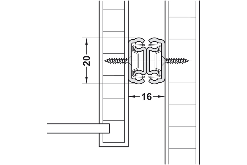 Ball bearing runners, Full extension, Accuride DZ 2431, load bearing capacity up to 20 kg, steel, side mounting