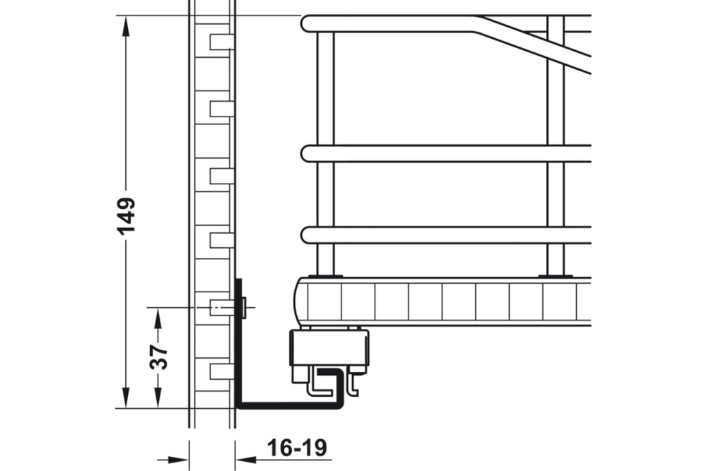 Base unit internal drawer box with railing, Häfele, with base