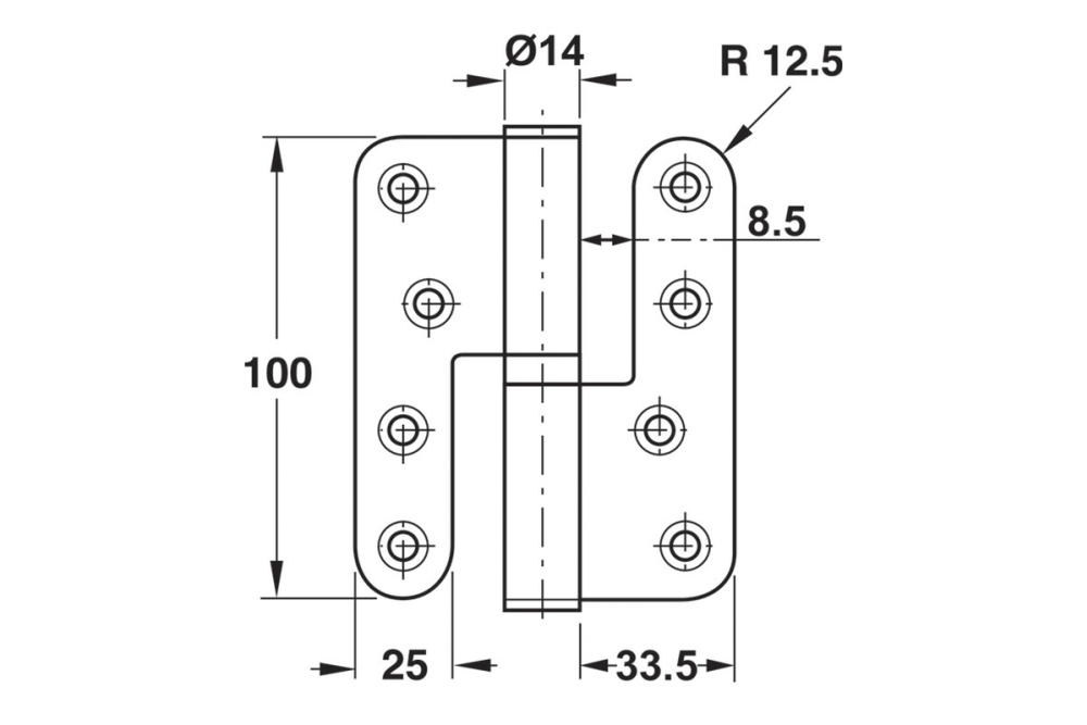 مفصلة باب عادية (Butt Hinge), ذهبية لامعة