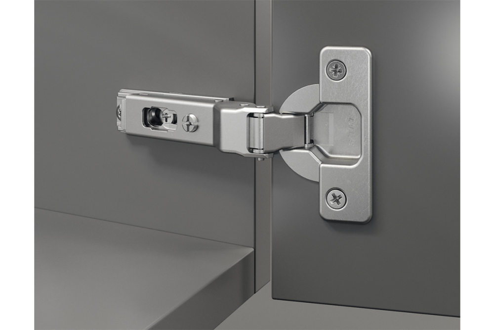 Concealed hinge, Häfele Metalla 510 A/SM 94°, for 30° corner applications, overlay