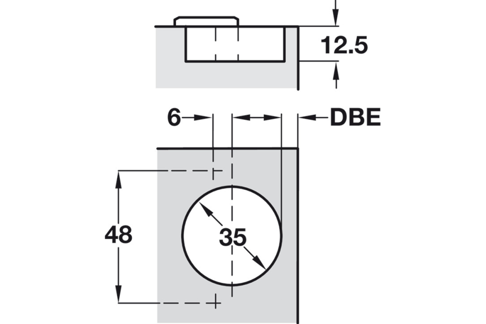 Concealed hinge, Häfele Metallamat A/SM 175°, full overlay mounting
