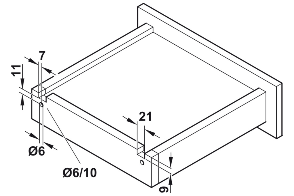 Concealed runner, Häfele Matrix Runner UM A25, single extension, load bearing capacity up to 25 kg