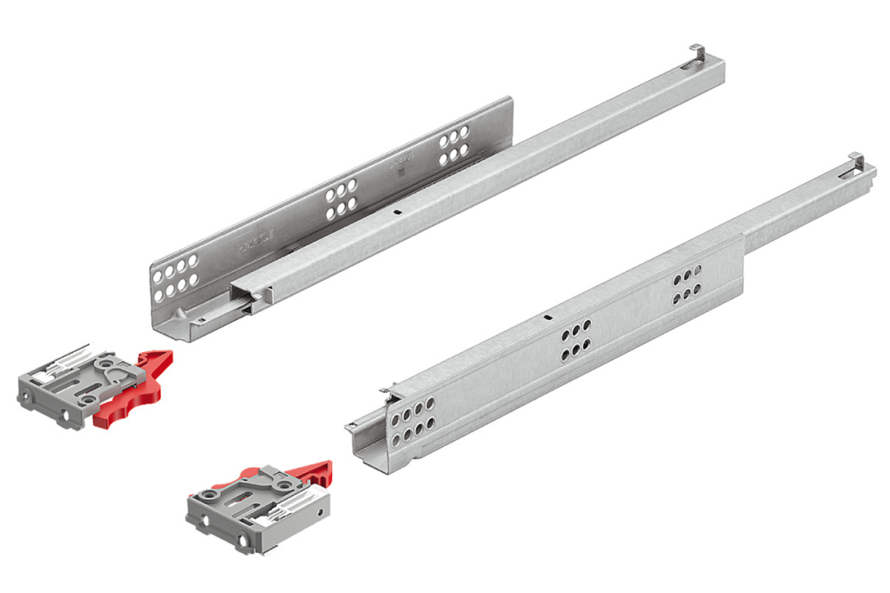 Concealed runner, Häfele Matrix Runner UM A25, single extension, load bearing capacity up to 25 kg