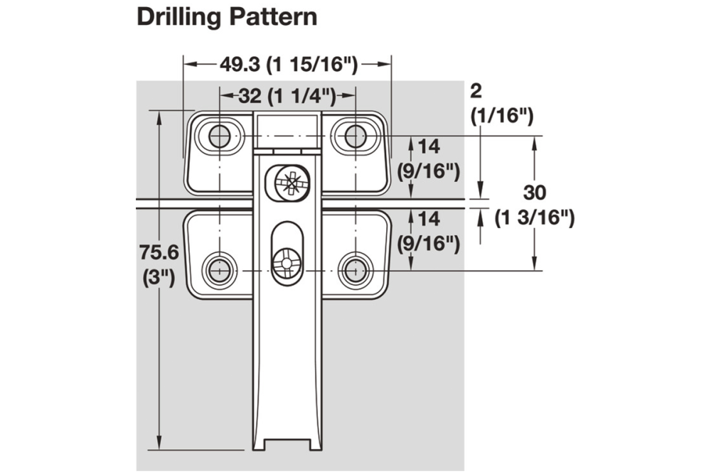 Connecting Hinge, for Doors with 20 mm (13/16") Aluminum or Wood Frame
