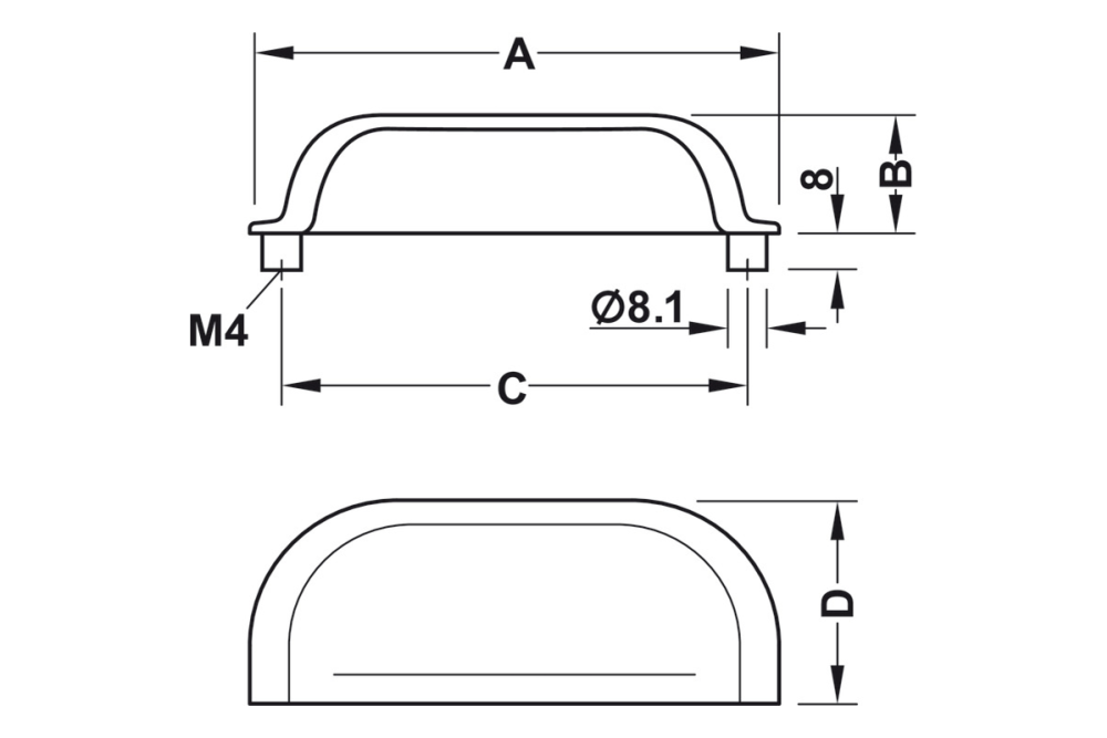Cup Handle, Cup Pull Handle, Brass
