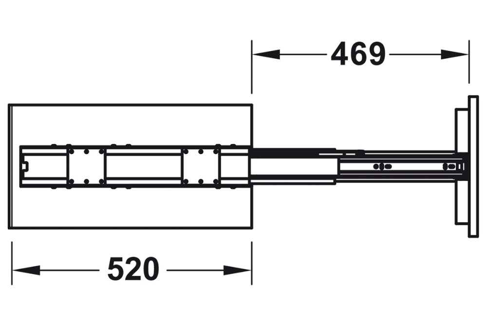 Door front fixing pull out larder unit, Häfele, with baskets for installation behind front panels