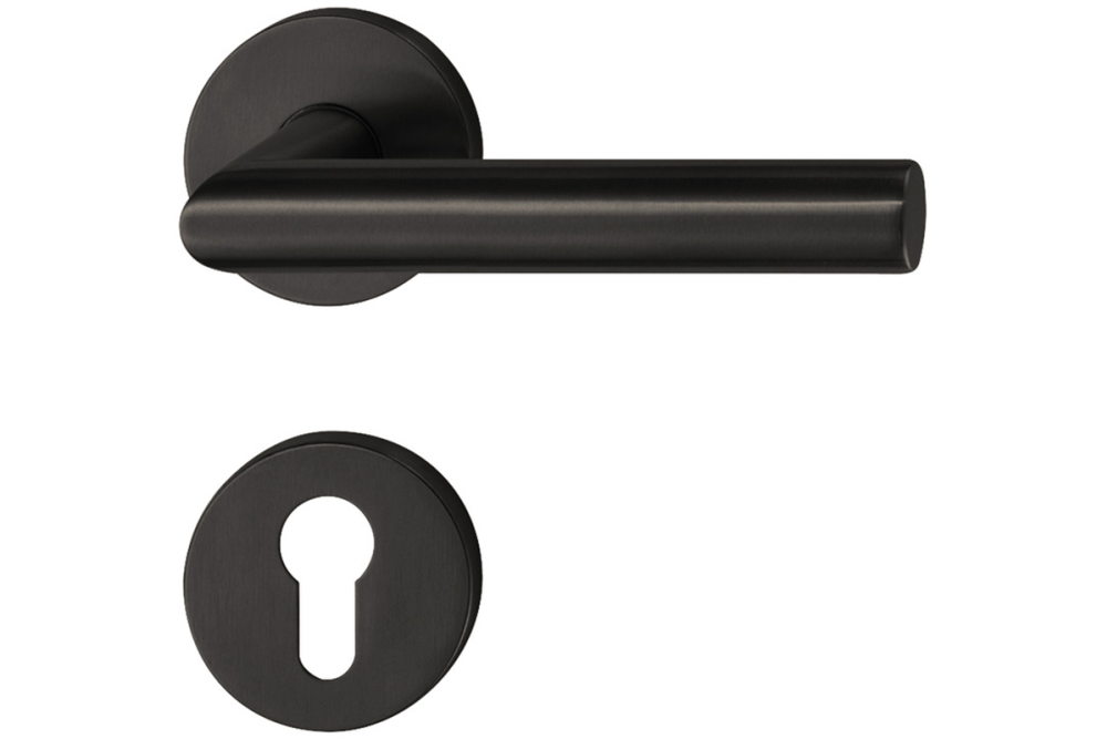 Door handle set, Stainless steel, Startec, PDH4103, black, similar to RAL 9004, PVD coated