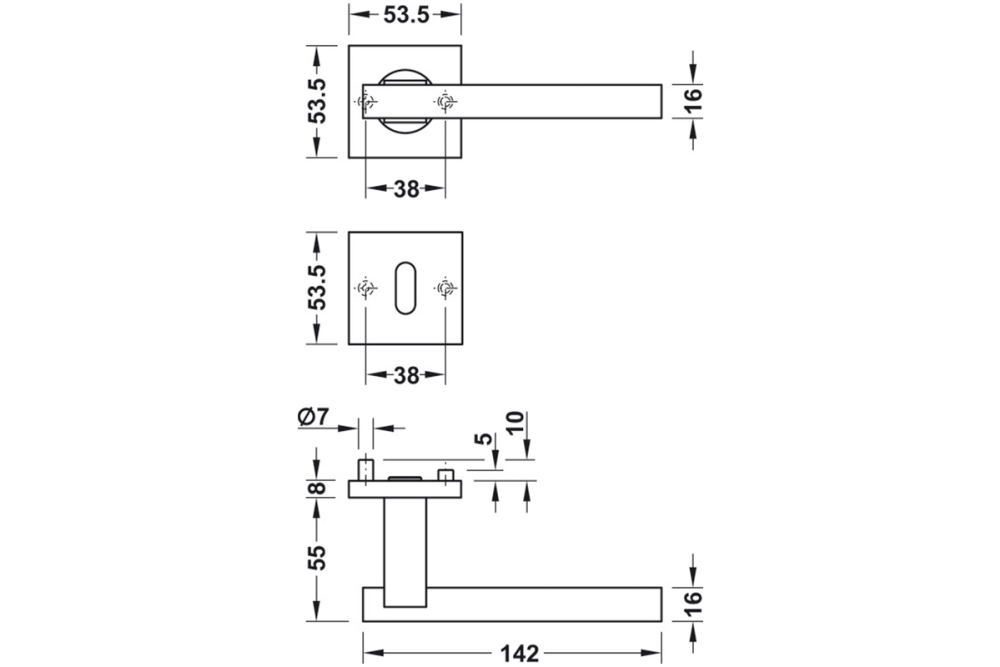 Door handle set, Stainless steel, Startec, model LDH 2186