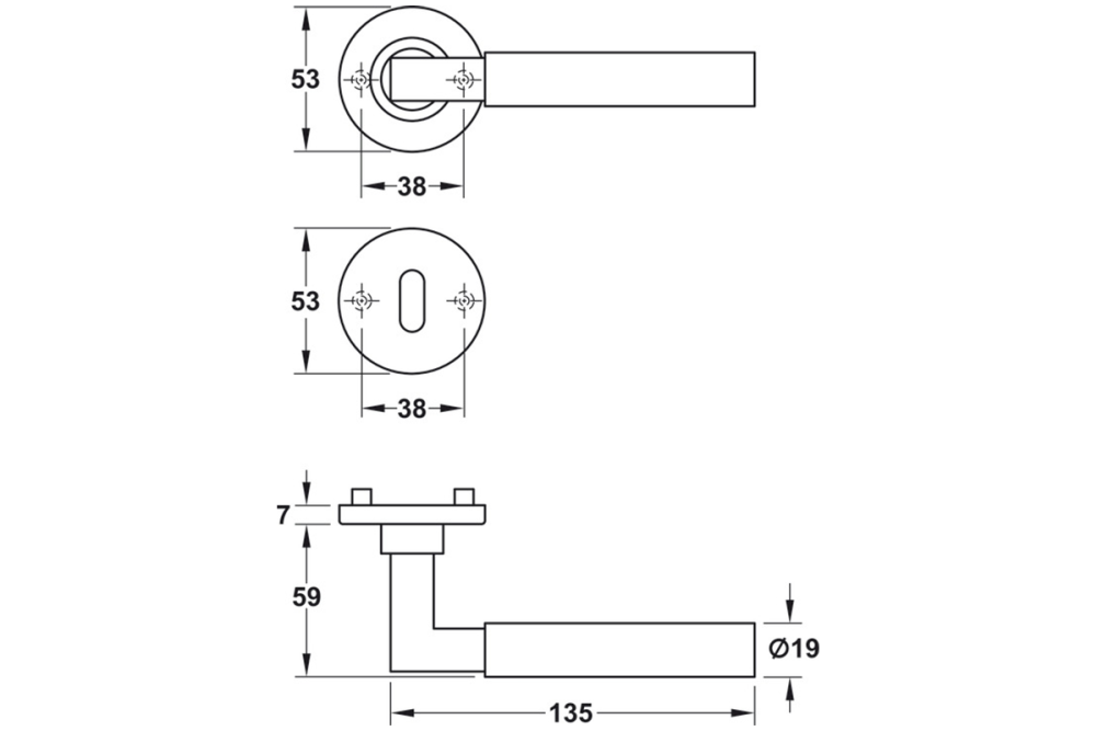 Door handle set, stainless steel, Startec, model PDH4180, rose