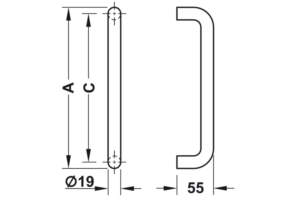 Door handle, Startec, Bodo, Spindle part with thread