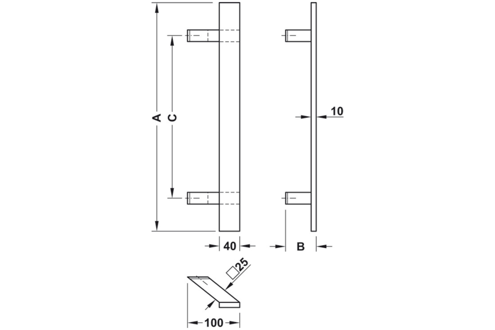 Door handle, stainless steel