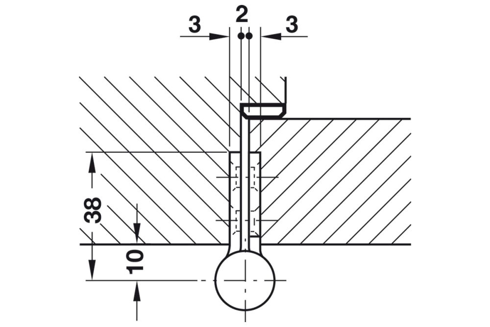 Drill-in hinge, for flush interior doors up to 40 kg, Startec