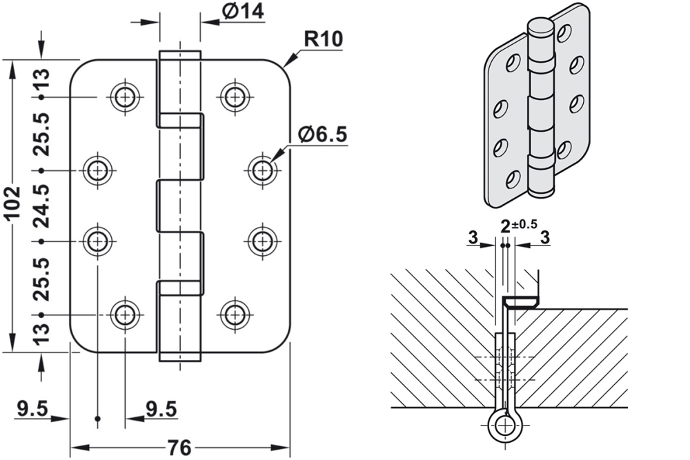 Fire-rated Butt hinge-2 BB