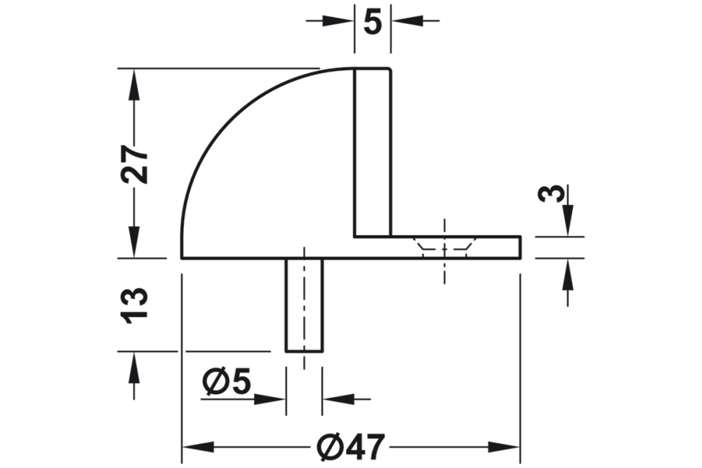 Floor mounted door stop, brass, for screw fixing, Startec