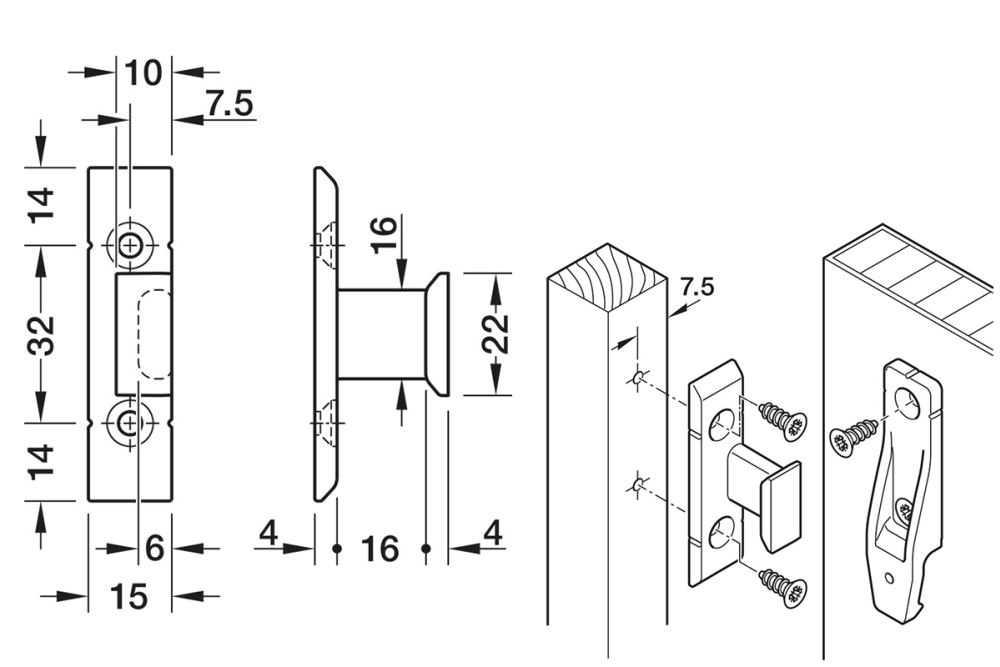 قطعة الإطار، Häfele Pacofix SF-S، مع دليل جانبي