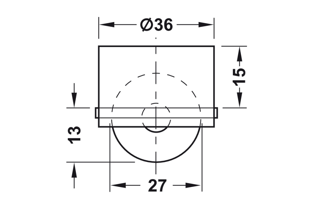 Furniture castor, load-bearing capacity 50 kg, without braking function, rigid