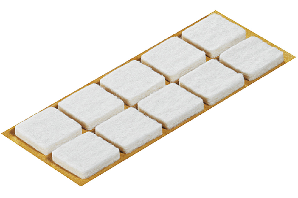 Furniture glide, square, self-adhesive, wool felt