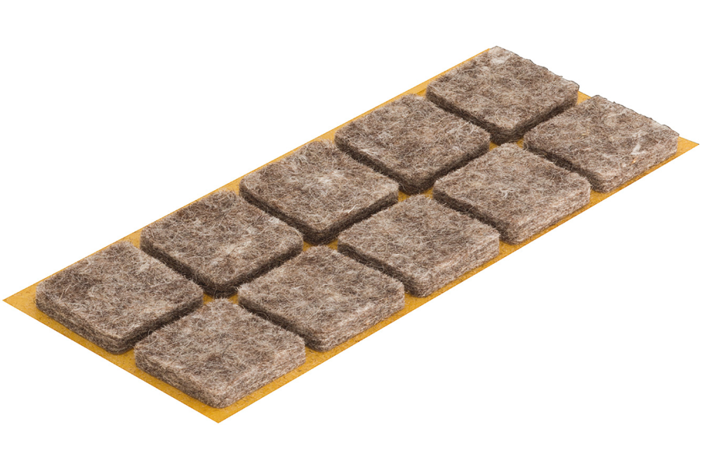 Furniture glide, square, self-adhesive, wool felt