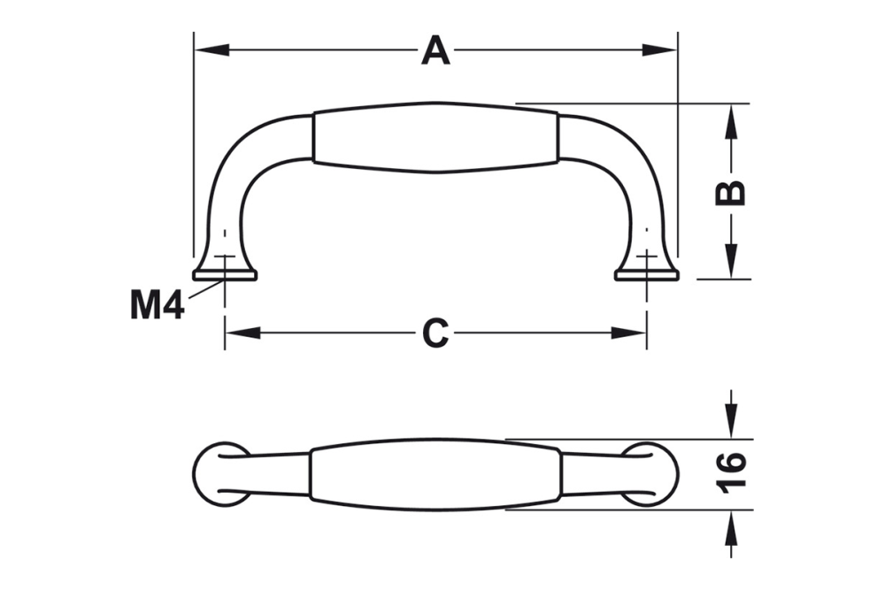 Furniture handle, Bow handle, porcelain
