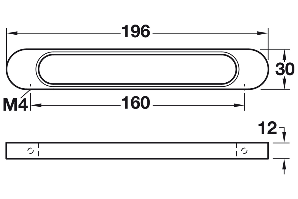 Furniture handle, Finger Pull Handle, Zinc Alloy, Häfele Déco H1315