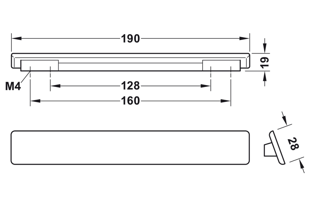 Furniture handle, Finger Pull Handle, Zinc Alloy, Häfele Déco H1910