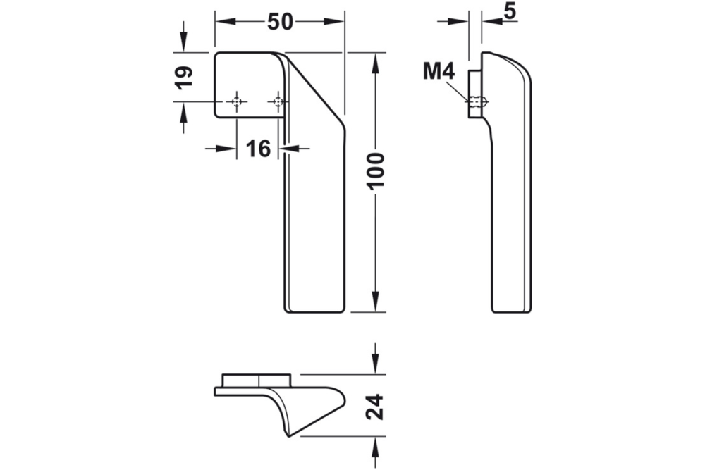 Furniture handle, Finger Pull Handle, Zinc Alloy, Häfele Déco H2155