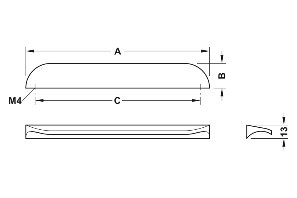 Furniture handle, Finger pull handle, zinc alloy