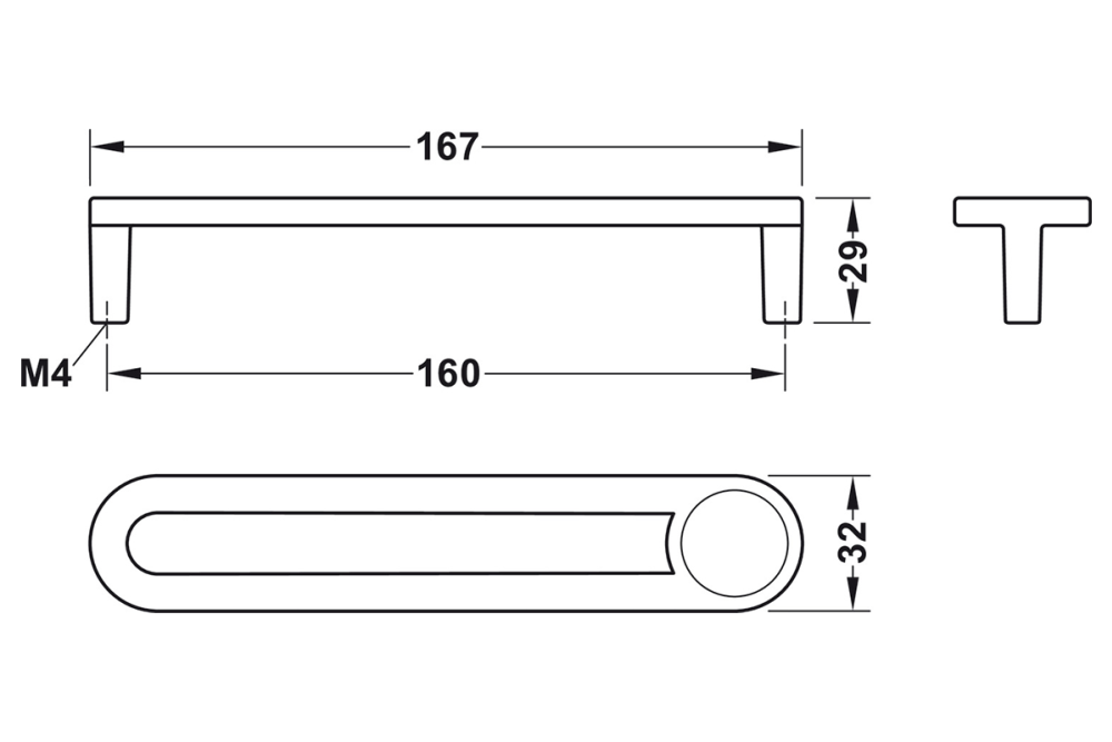 Furniture handle, Handle With Base, Zinc Alloy, Häfele Déco H2170