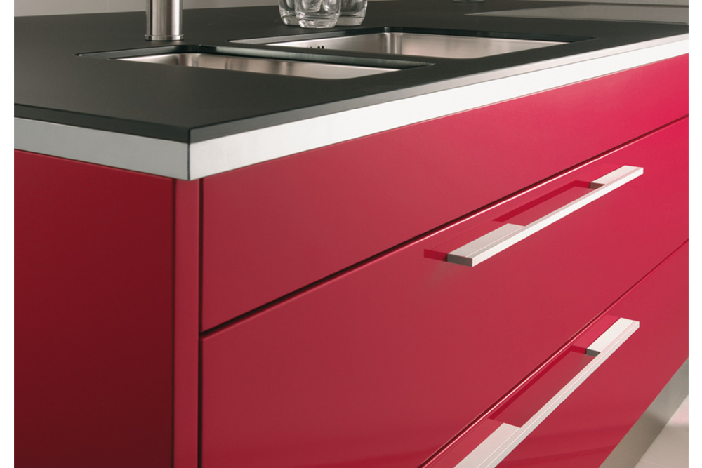 Furniture handle, Handle with base, aluminium, straight-edged