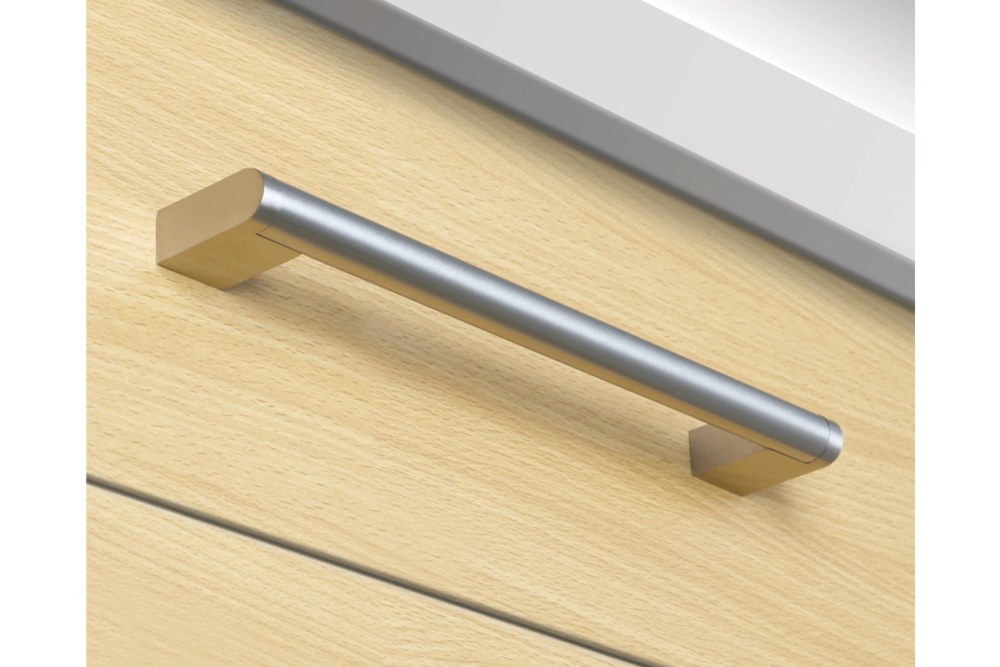 Furniture handle, Handle with base, steel, round