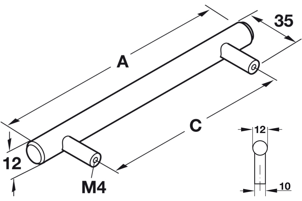 Furniture handle, Handle with base, steel