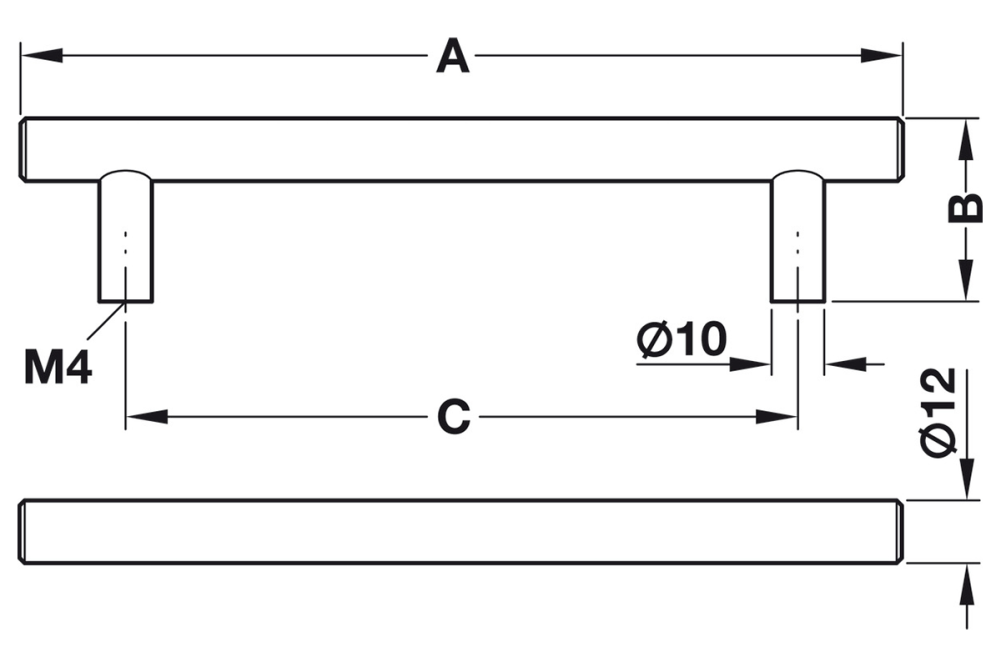 Furniture handle, Handle with base, steel