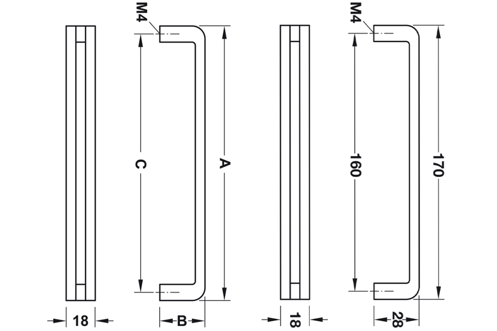Furniture handle, D Handle, Zinc Alloy, Häfele Déco H1310