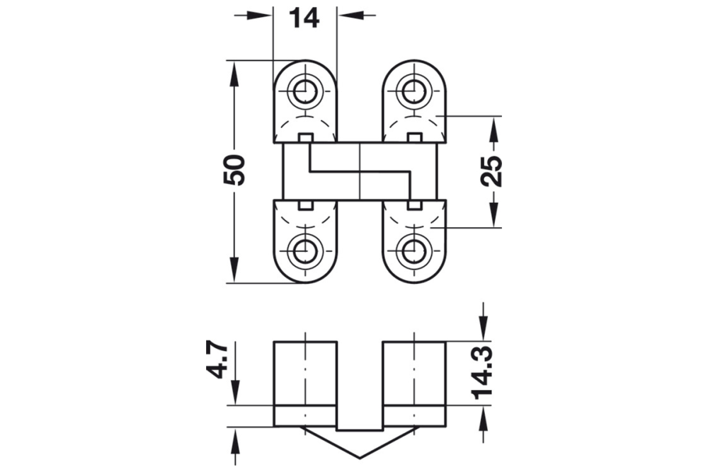 Hinge, Vici, for wood thicknesses from 19 mm, for concealed mounting