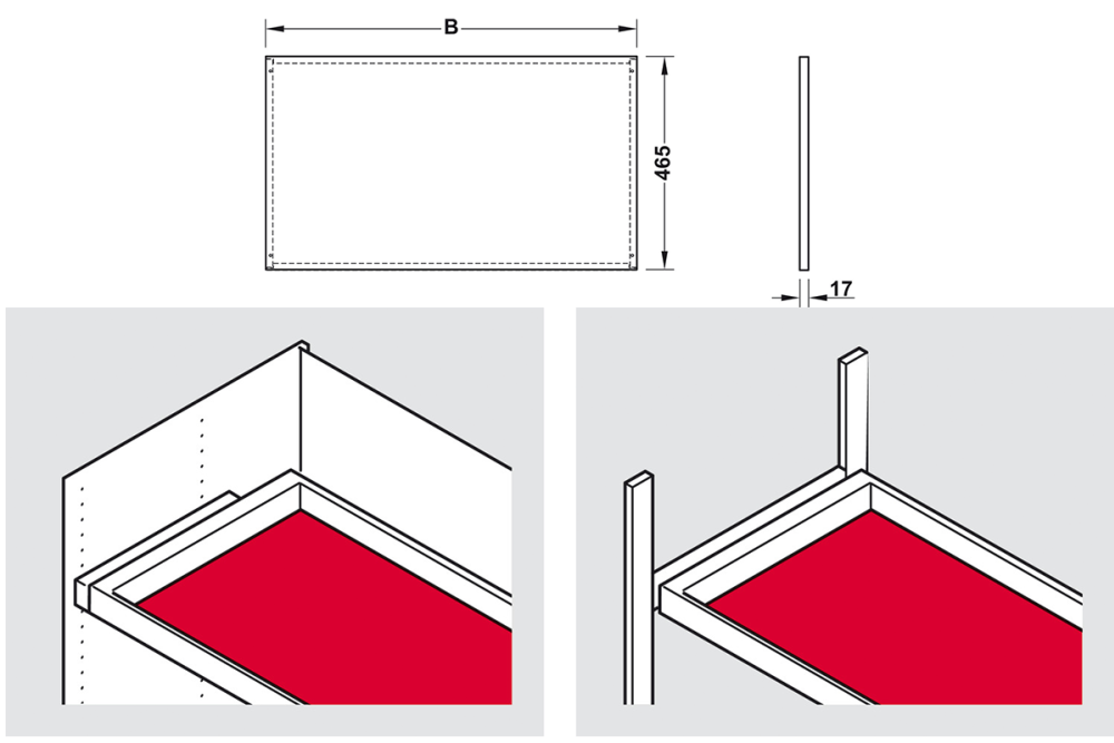 رفّ مُعلق (Hook-In Shelf)، من الفولاذ المطلي، Häfele Dresscode