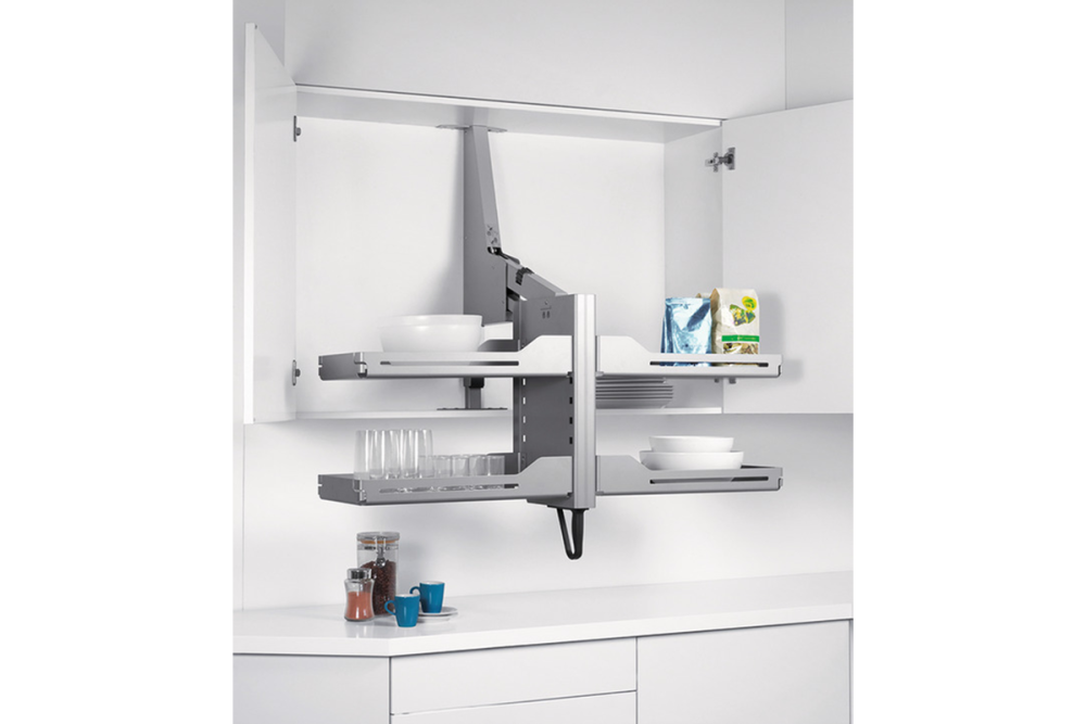 Hook-in shelf, for lift fitting for wall unit