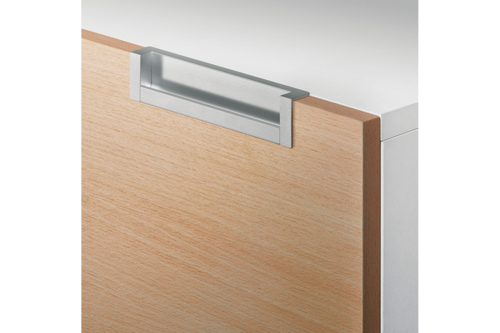 Inset handle, Aluminium, zinc alloy end caps, U-shape