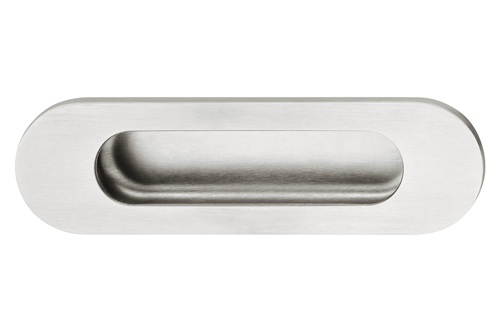 Inset handle, Stainless steel, oval