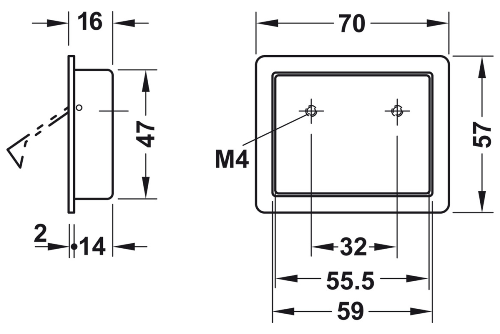 Inset handle, Zinc alloy, with flap