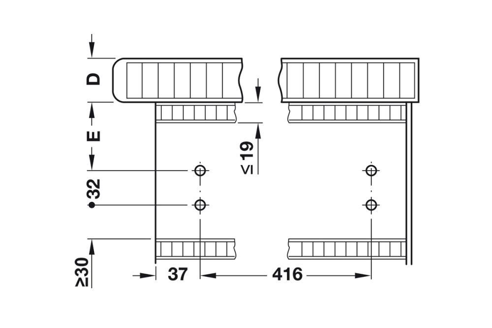 Ironing board, Ironfix, for installation behind drawer front panel