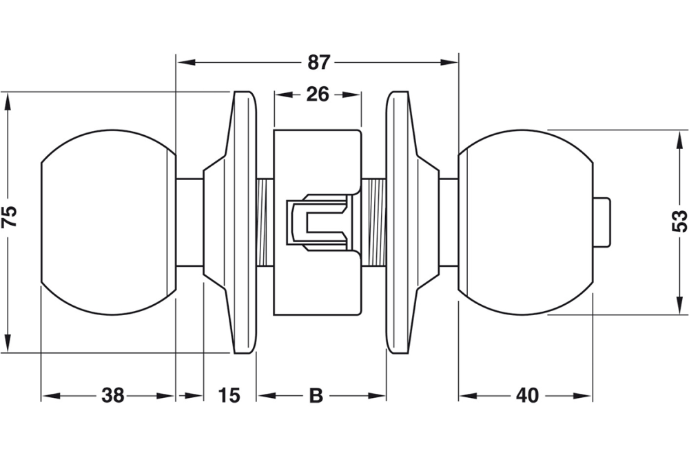 Knob lockset, light duty version, Startec