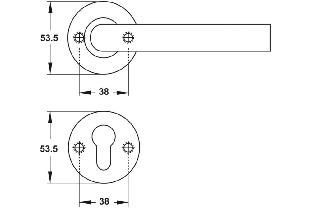 Lever handle on rosette, residential areas, stainless steel, Startec, LDH 2171, rose