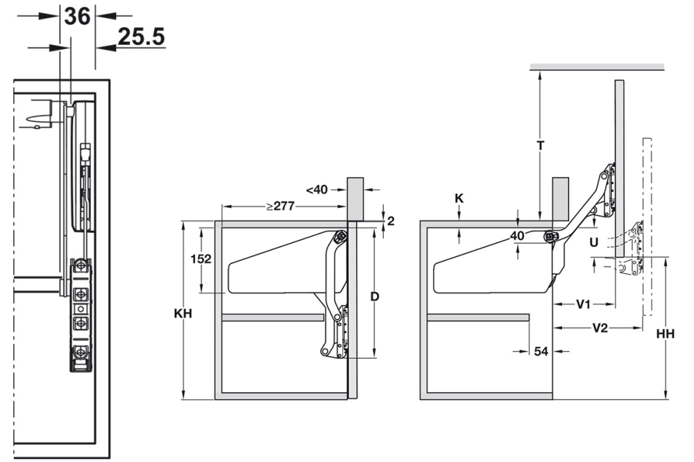 Lift up front fitting, Free up