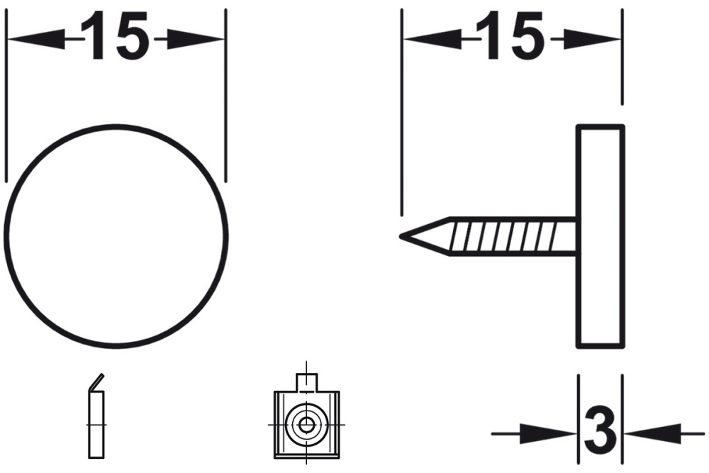 Magnetic catch, pull 3.0–4.0 kg, for screw fixing, round