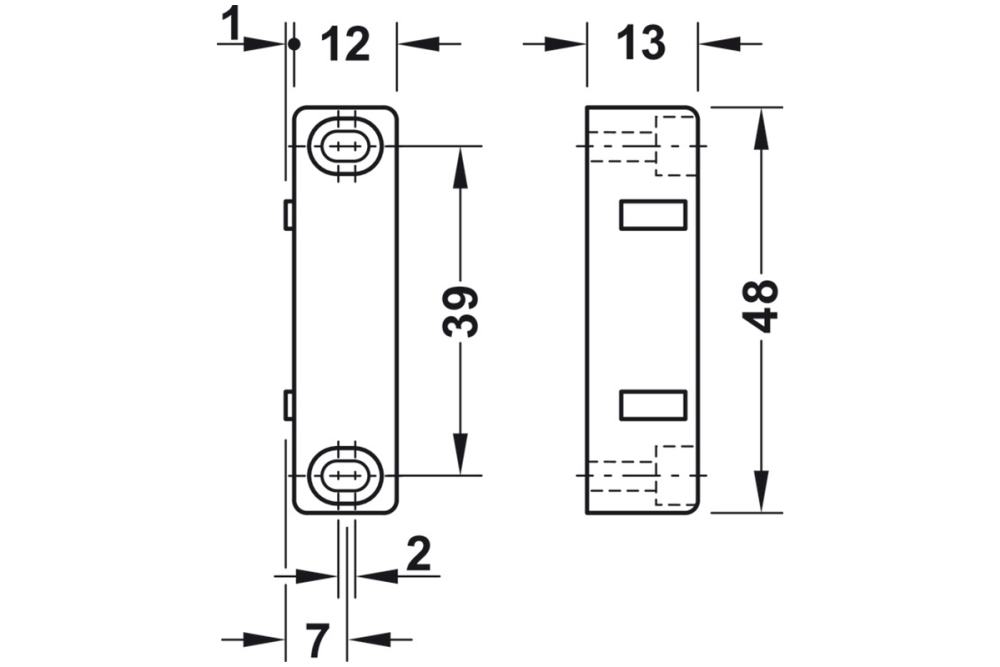 Magnetic catch, pull 3.0–4.0 kg, for screw fixing, square