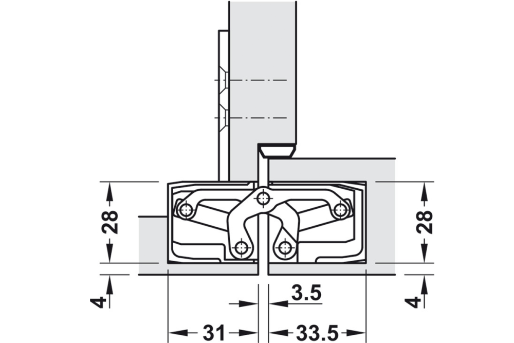 Mortice hinge, Simonswerk TECTUS TE 340 3D, concealed, for flush doors up to 80 kg