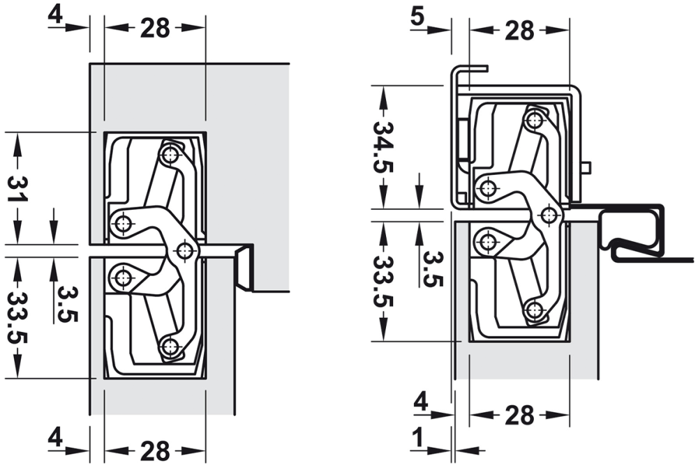 Mortice hinge, Simonswerk TECTUS TE 340 3D, concealed, for flush doors up to 80 kg