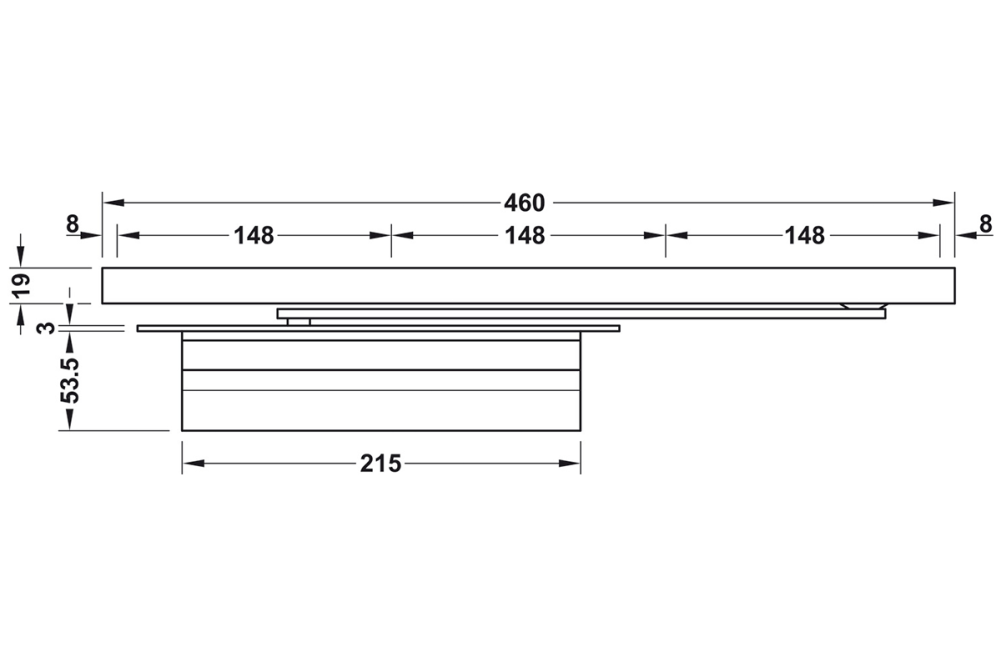 Overhead door closer, DCL 34, concealed, EN 3, Startec